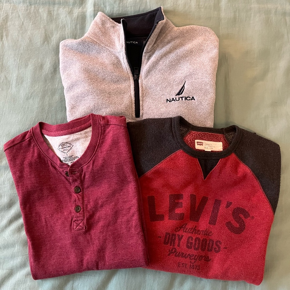 Bundle of Men’s sweatshirt, Henley and quarter zip up fleece